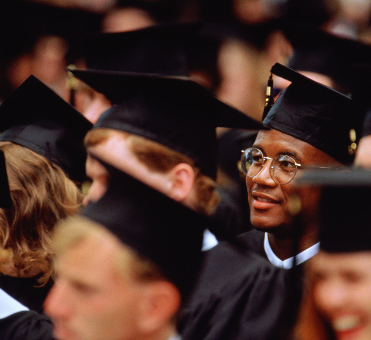 Students at a graduation ceremony